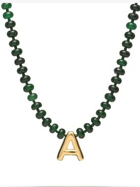 Mayamar Jade Initial “A” Necklace